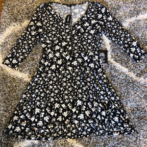 NEW Express Black White Floral Spring Dress Small